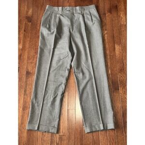 Burberry London Pants 38x31.5 Gray Wool Pleated Cuffed